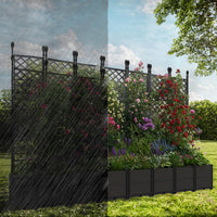 Garvee 7Pcs Plastic Plant Box with Metal Trellis, Raised Garden Bed with Trellis Planter for Climbing Plant Outdoor Raised Planter Box Privacy Screen for Patio Balcony,Planter Box for Backyard Patio