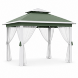 Garvee 11 x 11 ft Pop Up Gazebo Tent with Mosquito Netting, Outdoor Canopy Shelter with Adjustable Height, Water & UV Resistant Patio Gazebo, Easy Setup,  Green - Green
