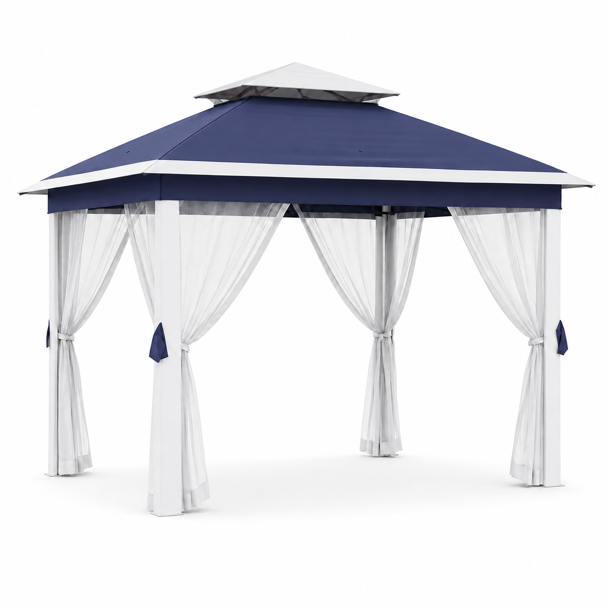 Garvee 11 x 11 ft Pop Up Gazebo Tent with Mosquito Netting, Outdoor Canopy Shelter with Adjustable Height, Water & UV Resistant Patio Gazebo, Easy Setup,  Navy Blue