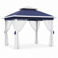 Garvee 11 x 11 ft Pop Up Gazebo Tent with Mosquito Netting, Outdoor Canopy Shelter with Adjustable Height, Water & UV Resistant Patio Gazebo, Easy Setup,  Navy Blue