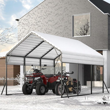 Garvee Metal Carport 13'x16'x11' Heavy Duty Steel 500 lbs Weight, 7,200 lbs Snow Load, Rust-Resistant Coating, Reinforced Frame, Permanent Vehicle Shelter