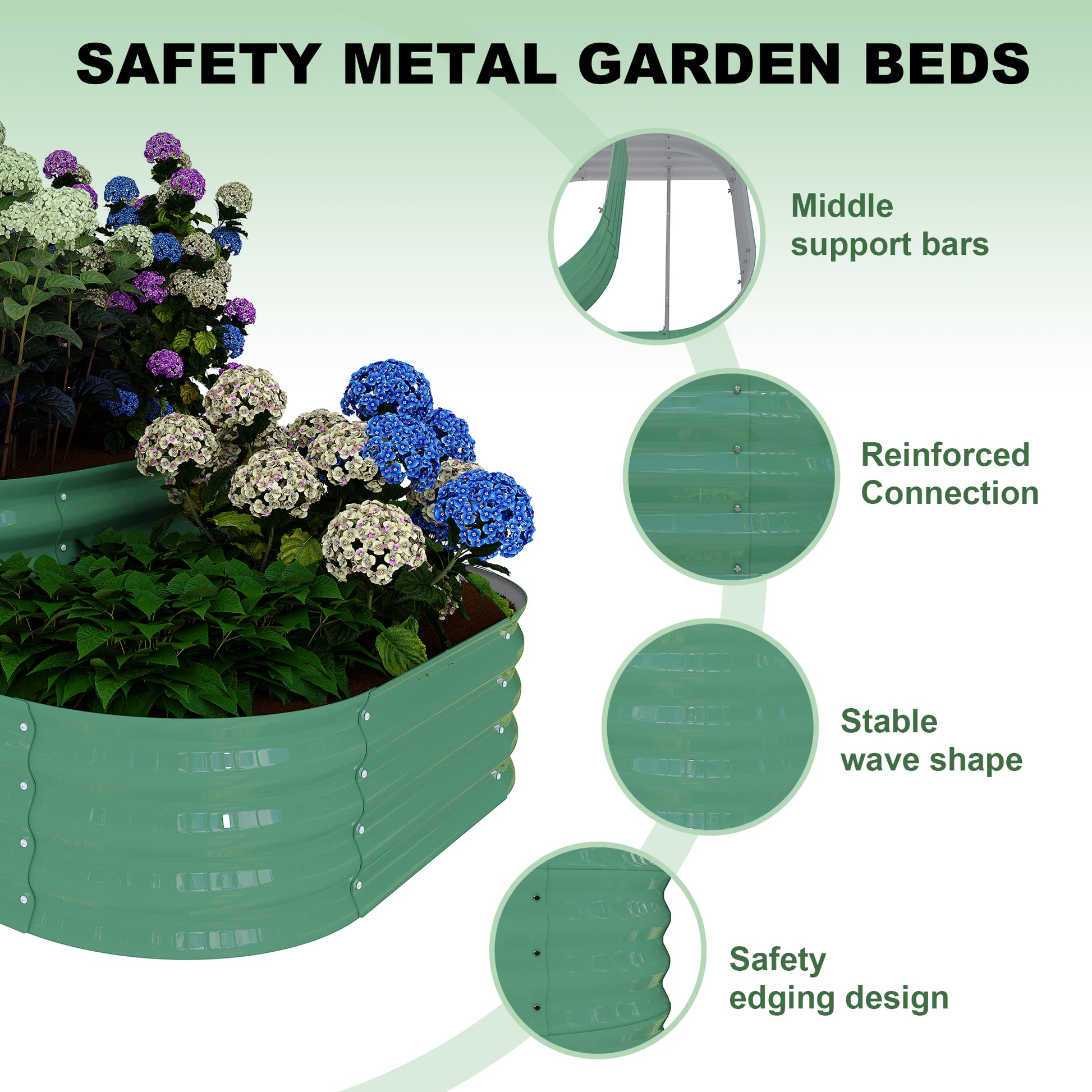 Garvee 3-Tier Galvanized Raised Garden Bed Kit - Modular Planter Box w/Rust-Resistant Steel, Tool-Free Assembly for Vegetables/Herbs, Green