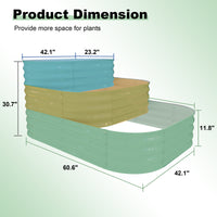 Garvee 3-Tier Galvanized Raised Garden Bed Kit - Modular Planter Box w/Rust-Resistant Steel, Tool-Free Assembly for Vegetables/Herbs, Green