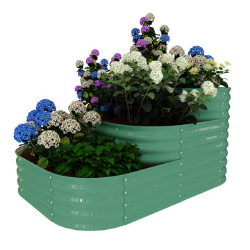 Garvee 3-Tier Galvanized Raised Garden Bed Kit - Modular Planter Box w/Rust-Resistant Steel, Tool-Free Assembly for Vegetables/Herbs, Green