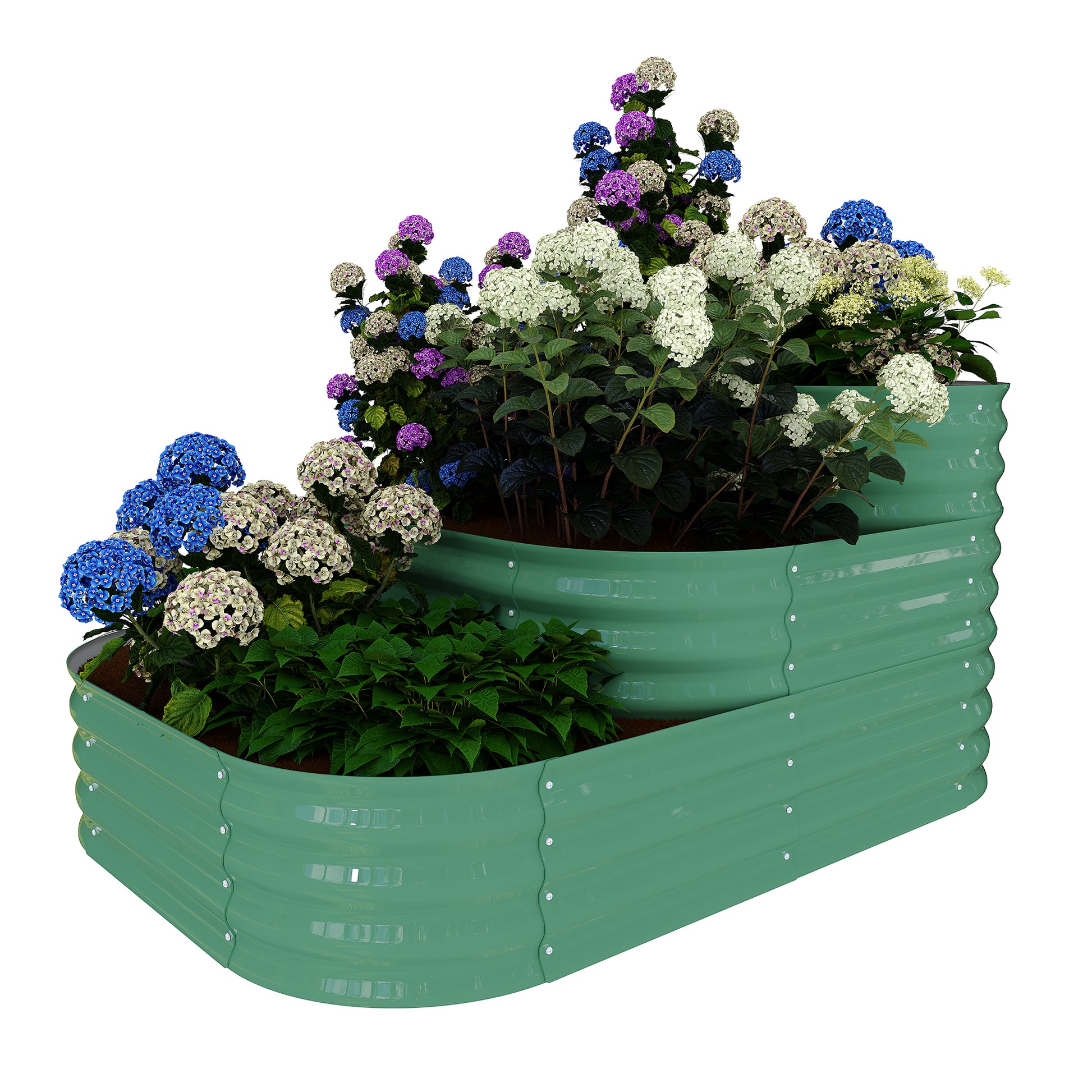 Garvee 3-Tier Galvanized Raised Garden Bed Kit - Modular Planter Box w/Rust-Resistant Steel, Tool-Free Assembly for Vegetables/Herbs, Green