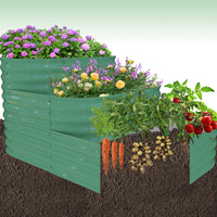 Garvee 3-Tier Galvanized Raised Garden Bed Kit - Modular Planter Box w/Rust-Resistant Steel, Tool-Free Assembly for Vegetables/Herbs, Green