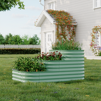 Garvee 3-Tier Galvanized Raised Garden Bed Kit - Modular Planter Box w/Rust-Resistant Steel, Tool-Free Assembly for Vegetables/Herbs, Green