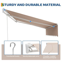 Garvee 10' x 8' Manual Retractable Patio Awning, Waterproof  Sun Shade with Aluminum Frame, 280g Polyester Canopy for Deck & Porch, Khaki