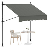 Garvee 118"x118" Retractable Patio Awning, Manual Outdoor Sunshade, Adjustable Height & Angle, UV & Water-Resistant, Durable Fabric, Grey - Grey