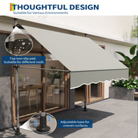 Garvee 118"x118" Retractable Patio Awning, Manual Outdoor Sunshade, Adjustable Height & Angle, UV & Water-Resistant, Durable Fabric, Grey