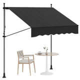 Garvee 118"x118"  Retractable Patio Awning, Manual Outdoor Sunshade, Adjustable Height & Angle, UV Resistant & Water-Resistant, Aluminum Frame, Black - Black