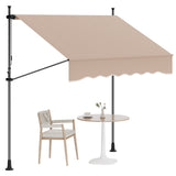 Garvee 118"x118" Retractable Patio Awning, Manual Outdoor Sunshade, Adjustable Height & Angle, UV & Water Resistant, Aluminum Frame for Deck & Balcony - Beige