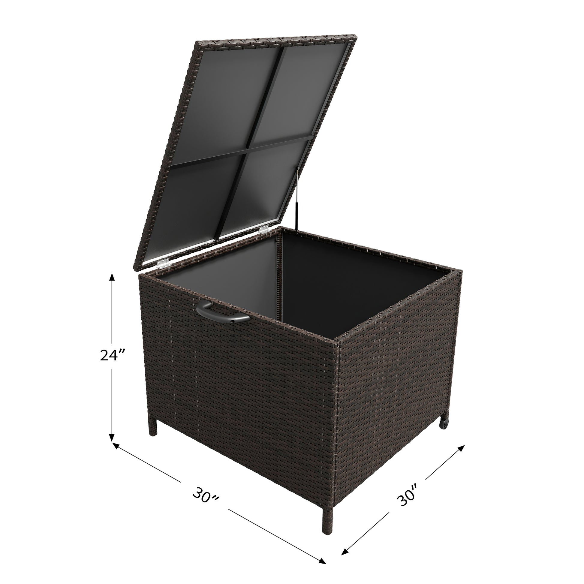 Garvee 90 Gallon Outdoor Storage Deck Box with Wheels - Weatherproof Rattan Resin Bin for Patio Cushions & Garden Tools, Flip Lid, Dark Brown Gradient