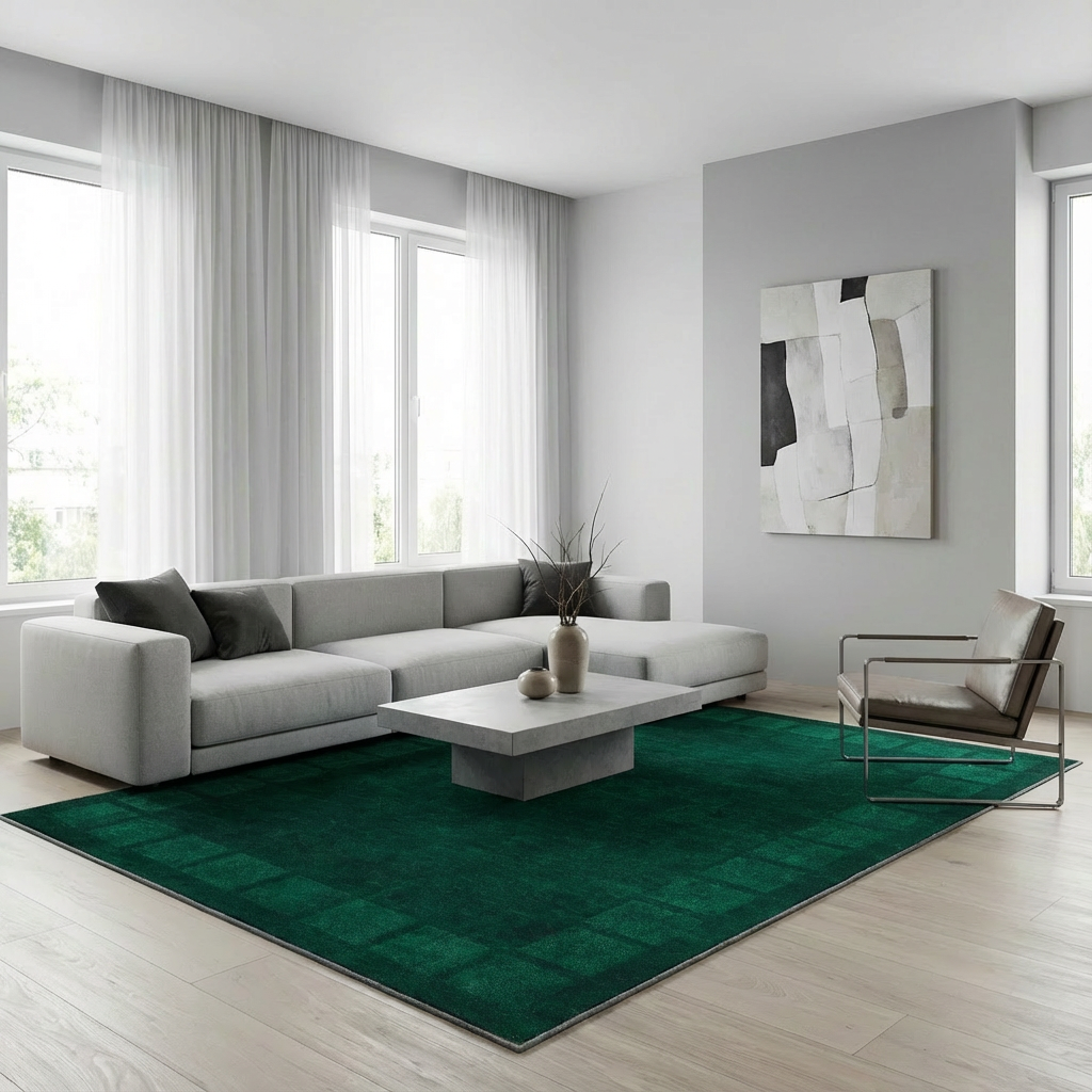 Garvee 9x12 Large Soft Area Rug Modern Geometric Rug Distressed Bordered Floor Carpet Non Slip Washable Rug, Non Shedding Thin Rug, Low Pile Bedroom Rug Living Room Rug, Green
