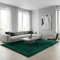 Garvee 9x12 Large Soft Area Rug Modern Geometric Rug Distressed Bordered Floor Carpet Non Slip Washable Rug, Non Shedding Thin Rug, Low Pile Bedroom Rug Living Room Rug, Green