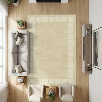 Garvee Large Washable Area Rug 10x13 Modern Bordered Living Room Rug Geometric Bedroom Rug, Non Slip Non Shedding Floor Carpet, Distressed Beige Rug, Soft Low Pile Rug for Office