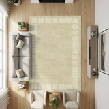 Garvee Large Washable Area Rug 10x13 Modern Bordered Living Room Rug Geometric Bedroom Rug, Non Slip Non Shedding Floor Carpet, Distressed Beige Rug, Soft Low Pile Rug for Office - Beige