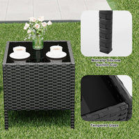 Garvee 3 Pieces Outdoor Patio Furniture Sets, Rattan Patio Table and Chairs Set with Soft Cushion and balck Table, Outdoor Furniture for Garden, Backyard, Porch, Poolside