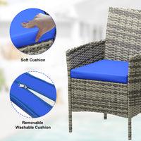 Garvee 3 Pieces Outdoor Patio Furniture Sets, Rattan Patio Table and Chairs Set with Soft Cushion and gray Table, Outdoor Furniture for Garden, Backyard, Porch, Poolside