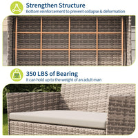 Garvee 4-Piece Rattan Patio Conversation Set with Cushioned Seating & Coffee Table, Grey