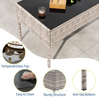 Garvee 4-Piece Rattan Patio Conversation Set with Cushioned Seating & Coffee Table, Grey