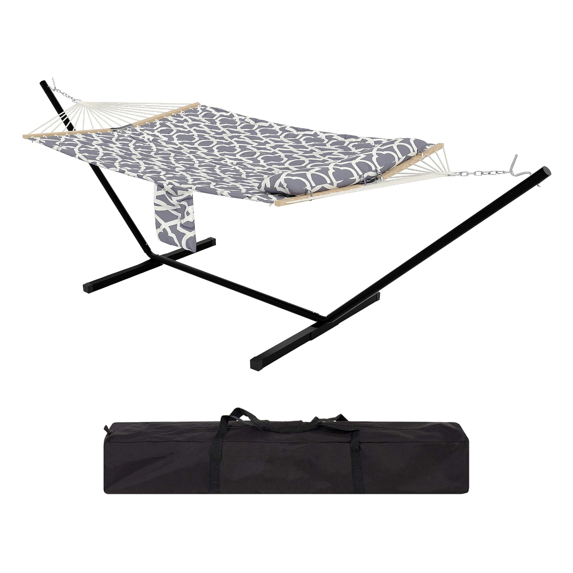 Garvee 2-Person Hammock with Reinforced Steel Frame, 450lb Capacity, Quick-Fold Carry Bag, Cotton Fabric, Portable Lounger for Camping & Beach