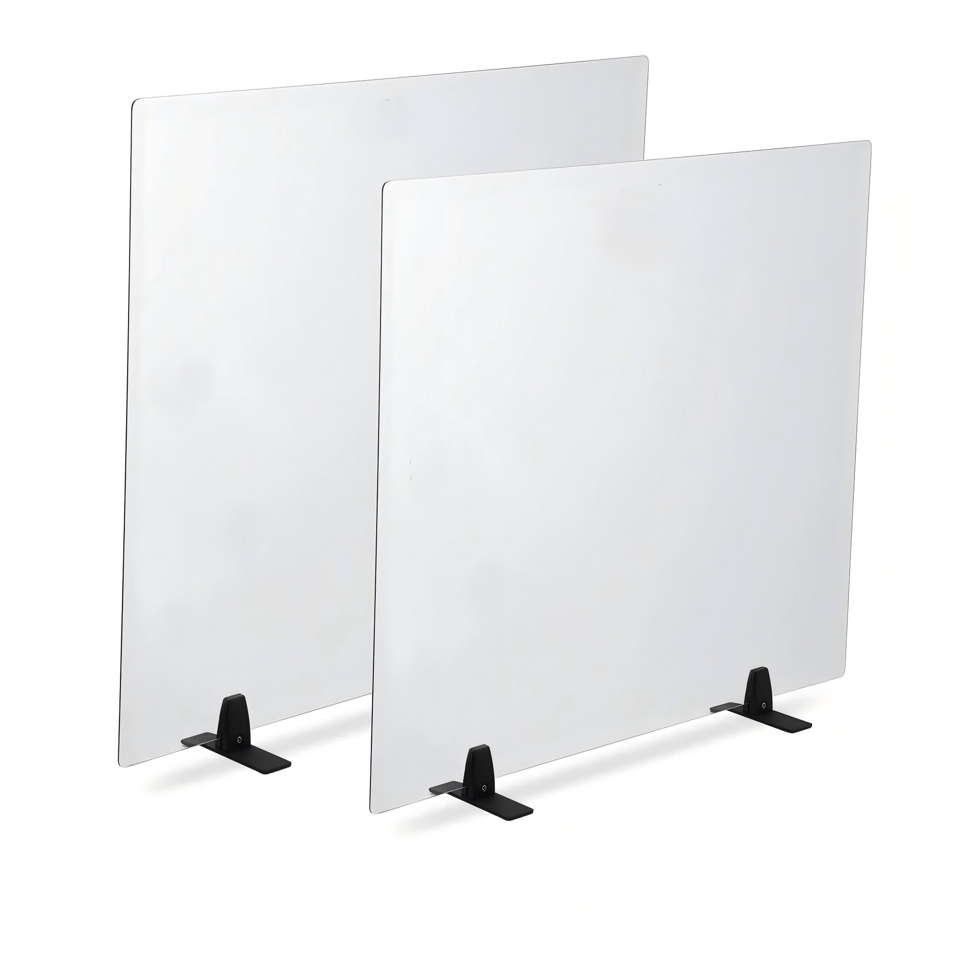 Garvee Tempered Glass Fireplace Screen - 29" x 39", Clear Glass, Metal Black Base