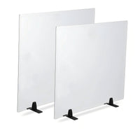 Garvee Tempered Glass Fireplace Screen - 29" x 39", Clear Glass, Metal Black Base