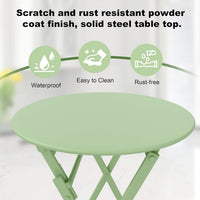 Garvee Outdoor 3 Pieces Patio Bistro Set, Waterproof Folding Coffee Table and Chairs Sets, Green