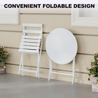 Garvee Outdoor 3 Pieces Patio Bistro Set, Waterproof Folding Coffee Table and Chairs Sets, White