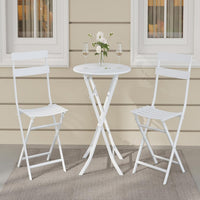 Garvee Outdoor 3 Pieces Patio Bistro Set, Waterproof Folding Coffee Table and Chairs Sets, White