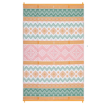 Garvee Reversible Outdoor Plastic Woven Rug - Waterproof, UV Resistant Patio Carpet, Easy Clean, Modern Geometric, Lightweight, 9x18ft, Four Colors: Yellow/Rose Red/Green/White