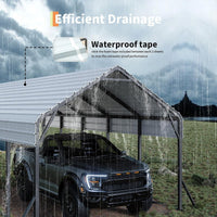 Garvee Oversized Metal Carport 13'x21'x11' Steel Heavy Duty, 600 Lbs Weight, 27 Gauge Sheet Metal Roof, Rust-Resistant Coating, All-Weather Shelter for Trucks & Boats