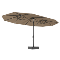 Garvee 15' Rectangular Patio Umbrella with Solar Lights, Double-Sided, Alloy Steel Pole, Waterproof Polyester, Poolside Garden