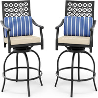 Garvee Outdoor High Swivel Bar Stools, Bar Height Patio Chairs with Cushions, Tall Counter Height Swivel Chairs for Outdoor Use