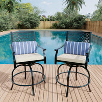Garvee Outdoor High Swivel Bar Stools, Bar Height Patio Chairs with Cushions, Tall Counter Height Swivel Chairs for Outdoor Use