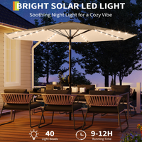 Garvee 10' Solar Patio Umbrella with 40 LED Lights, Outdoor Market Umbrella with Auto-Tilt Crank & Weather-Resistant Canopy, Tan