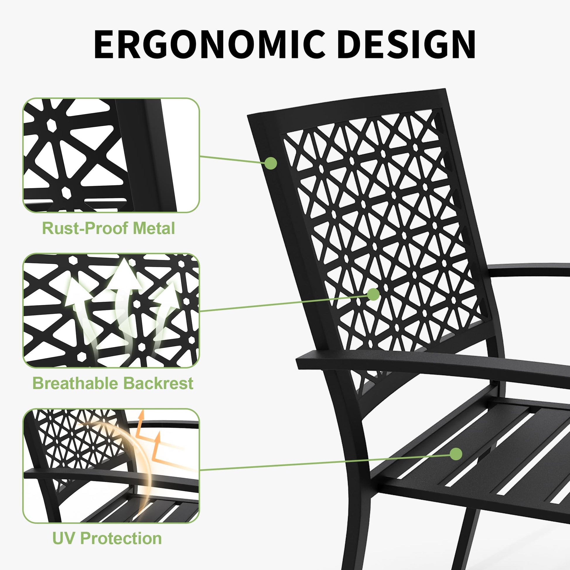 Garvee 3-Piece Outdoor Bistro Set, Modern Patio Furniture Set with Chairs and Table,for Lawn,Garden,Balcony