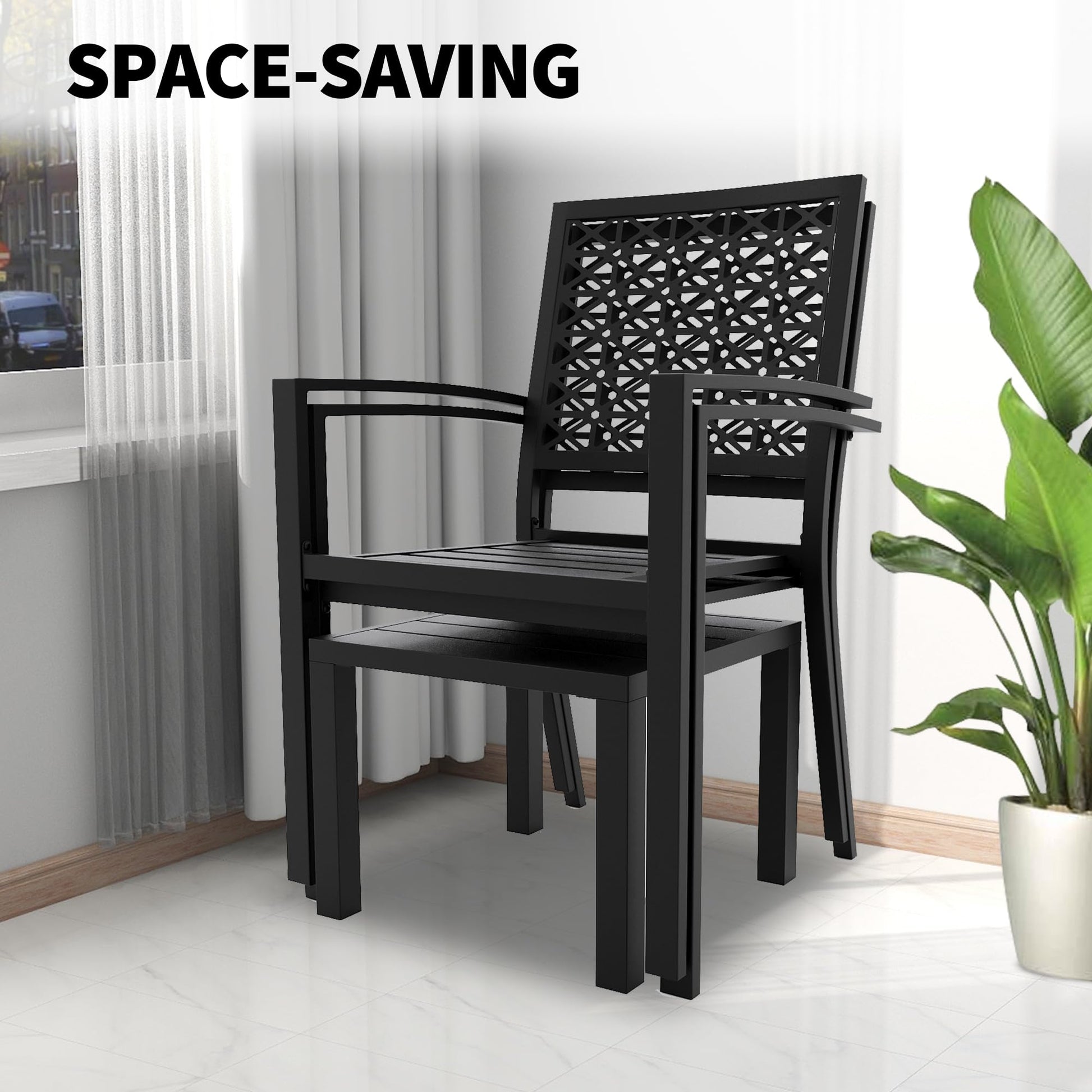 Garvee 3-Piece Outdoor Bistro Set, Modern Patio Furniture Set with Chairs and Table,for Lawn,Garden,Balcony