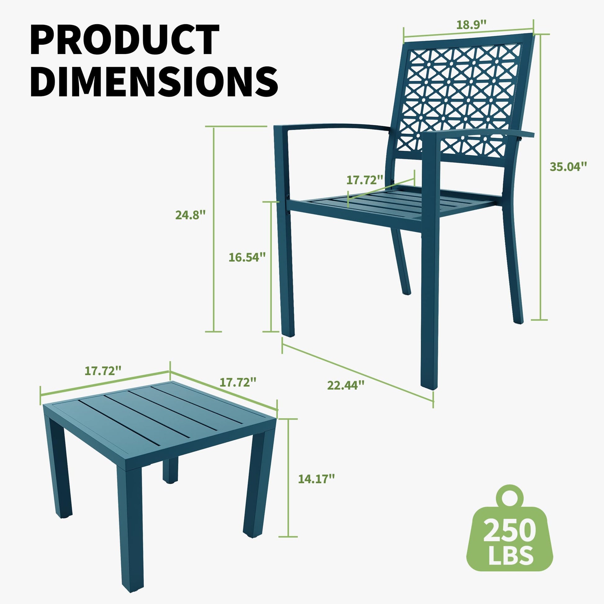Garvee 3-Piece Outdoor Bistro Set, Modern Patio Furniture Set with Chairs and Table,for Lawn,Garden,Balcony
