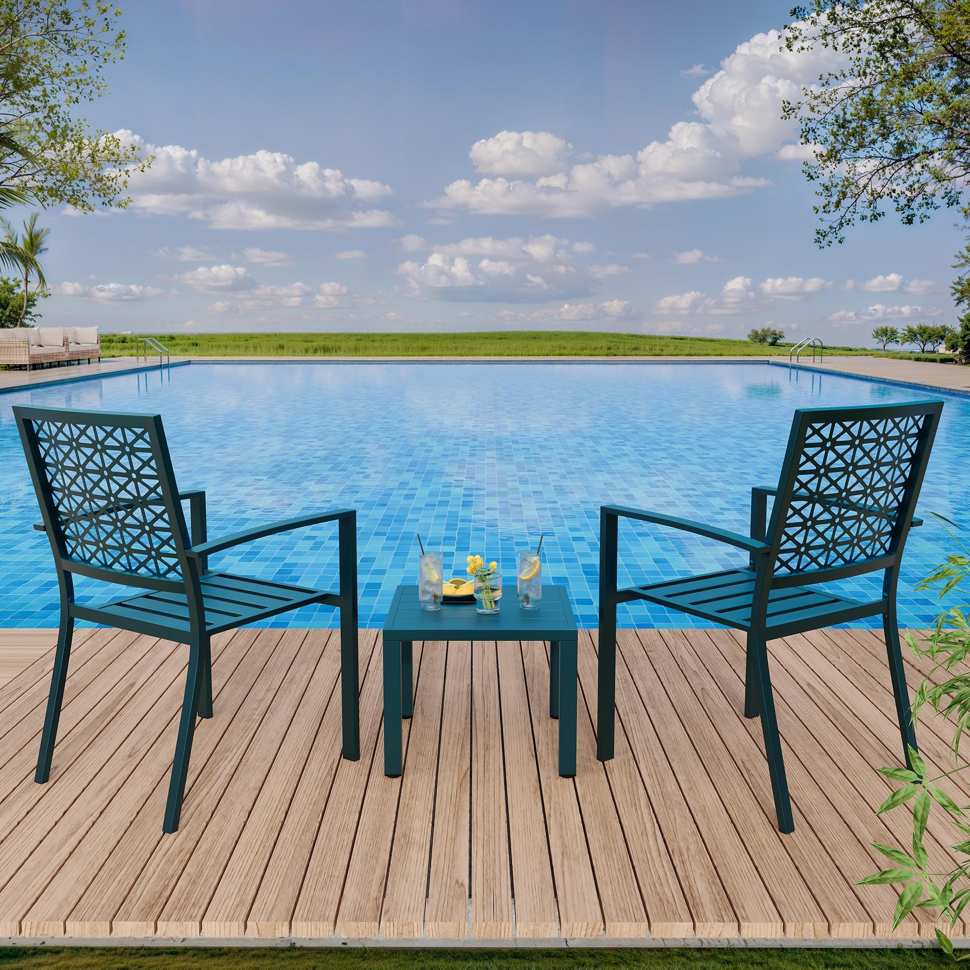 Garvee 3-Piece Outdoor Bistro Set, Modern Patio Furniture Set with Chairs and Table,for Lawn,Garden,Balcony