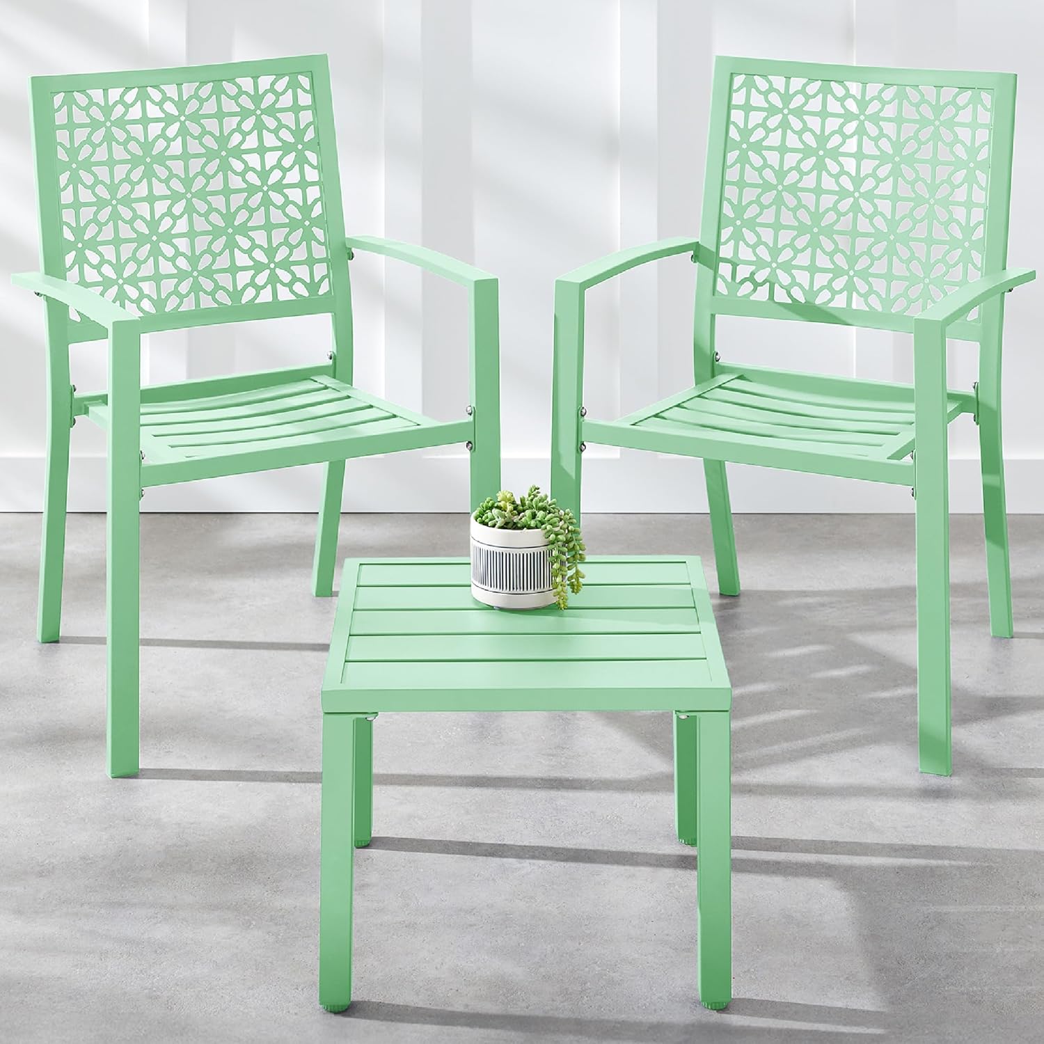 Garvee 3-Piece Outdoor Bistro Set, Modern Patio Furniture Set with Chairs and Table,for Lawn,Garden,Balcony