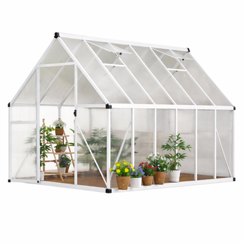 Garvee Polycarbonate Walk-In Greenhouse Kit for Outdoors - 6x11 FT Heavy Duty Windproof Aluminum Frame, Lockable Door, Adjustable Roof Vent, Easy Assembly - Silver