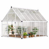 Garvee Polycarbonate Walk-In Greenhouse Kit for Outdoors - 6x11 FT Heavy Duty Windproof Aluminum Frame, Lockable Door, Adjustable Roof Vent, Easy Assembly - Silver - Silver
