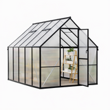 Garvee Heavy Duty Polycarbonate Greenhouse 8x10FT – Outdoor Walk-In Aluminum Frame, Double Swing Doors, Roof Vent, UV Protection, High Wind Resistant, Quick Setup, Garden, Black - Black