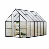 Garvee 8 × 12 ft Walk-In Greenhouse, Black Polycarbonate Greenhouse with Aluminum Frame, 1 Roof Vent, Gutter System & Lockable Door for Backyard Garden - Black