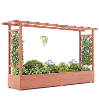 Garvee 79" × 17" × 45" Elevated Garden Bed with Arch Trellis, Wooden Planter Box with 4 Drainage Holes
