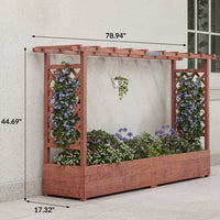 Garvee 79" × 17" × 45" Elevated Garden Bed with Arch Trellis, Wooden Planter Box with 4 Drainage Holes
