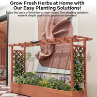 Garvee 79" × 17" × 45" Elevated Garden Bed with Arch Trellis, Wooden Planter Box with 4 Drainage Holes