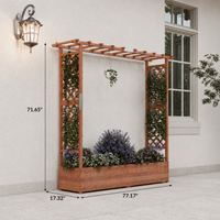 Garvee 79" × 17" × 72" Elevated Garden Bed with Arch Trellis, Wooden Planter Box with 4 Drainage Holes